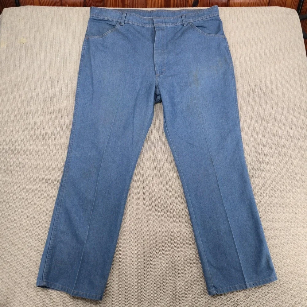 Vintage Wrangler Jeans Mens 42x30 Light Wash Blue Relaxed Fit Straight Leg Denim